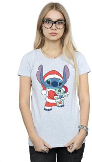 Disney Dames/Dames Lilo And Stitch Kerst Katoenen T-Shirt (Sportgrijs) - maat M Lichtgrijs