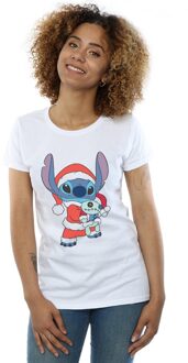 Disney Dames/Dames Lilo And Stitch Kerst Katoenen T-Shirt (Wit) - maat M