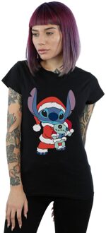 Disney Dames/Dames Lilo And Stitch Kerst Katoenen T-Shirt (Zwart) - maat S