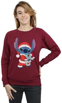 Disney Dames/Dames Lilo And Stitch Kerst Sweatshirt (Bourgondië) Bourgogne - XL