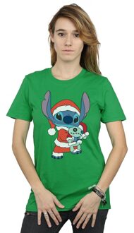 Disney Dames/Dames Lilo And Stitch Kerstmis Katoenen Vriendje T-shirt (Iers Groen) - XL