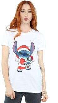 Disney Dames/Dames Lilo And Stitch Kerstmis Katoenen Vriendje T-shirt (Wit) - maat