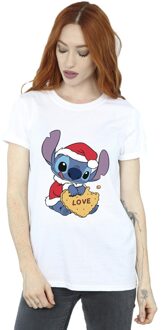 Disney Dames/Dames Lilo And Stitch Kerstmis Liefde Koekje Katoenen Vriendje T-shirt (Wit) - maat 3XL