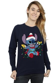 Disney Dames/Dames Lilo And Stitch Kerstverlichting Sweatshirt (Marineblauw) - maat L Navy