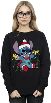 Disney Dames/Dames Lilo And Stitch Kerstverlichting Sweatshirt (Zwart) - M