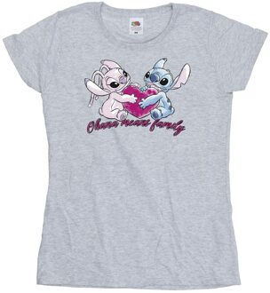Disney Dames/Dames Lilo And Stitch Ohana Hart Met Engel Katoenen T-Shirt (Sportgrijs) Lichtgrijs - 2XL