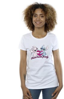 Disney Dames/Dames Lilo And Stitch Ohana Hart Met Engel Katoenen T-Shirt (Wit) - maat XL