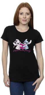 Disney Dames/Dames Lilo And Stitch Ohana Hart Met Engel Katoenen T-Shirt (Zwart) - maat M