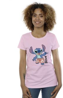 Disney Dames/Dames Lilo & Stitch Bermuda Shorts Katoenen T-Shirt (Baby Roze)