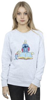 Disney Dames/Dames Lilo & Stitch Boek Lezen Sweatshirt (Sportgrijs) Lichtgrijs - M