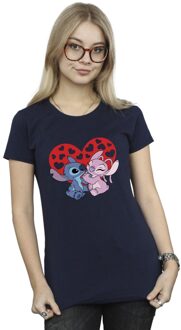 Disney Dames/Dames Lilo & Stitch Hartjes Katoenen T-Shirt (Marineblauw) Navy
