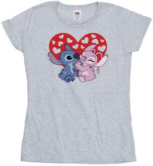 Disney Dames/Dames Lilo & Stitch Hartjes Katoenen T-Shirt (Sportgrijs) Lichtgrijs - M