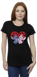 Disney Dames/Dames Lilo & Stitch Hartjes Katoenen T-Shirt (Zwart) - maat XL