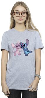 Disney Dames/Dames Lilo & Stitch Kisses Katoenen Vriendje T-shirt (Sportgrijs) - maat L Lichtgrijs
