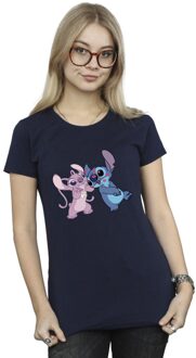 Disney Dames/Dames Lilo & Stitch Kusjes Katoenen T-Shirt (Marineblauw) Navy - 2XL