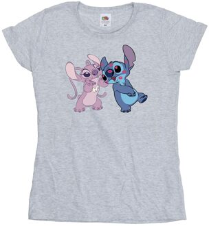 Disney Dames/Dames Lilo & Stitch Kusjes Katoenen T-Shirt (Sportgrijs) Lichtgrijs - M