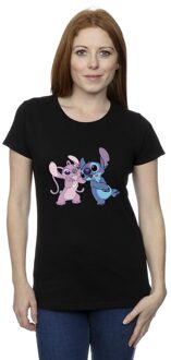 Disney Dames/Dames Lilo & Stitch Kusjes Katoenen T-Shirt (Zwart) - maat S