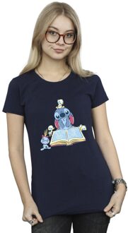 Disney Dames/Dames Lilo & Stitch Lezen Boek Katoenen T-Shirt (Marineblauw) Navy