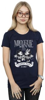 Disney Dames/Dames Mickey en Minnie Mouse Geweldig Paar Katoenen T-Shirt (Marineblauw) - maat L Navy