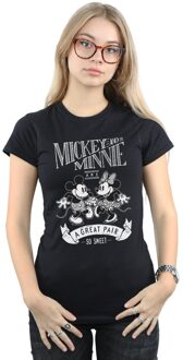 Disney Dames/Dames Mickey en Minnie Mouse Geweldig Paar Katoenen T-Shirt (Zwart) - L