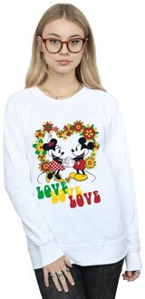 Disney Dames/Dames Mickey en Minnie Mouse Hippie Love Sweatshirt (Wit) - maat L