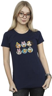 Disney Dames/Dames Mickey Mouse And Friends Gezichten Katoenen T-Shirt (Marineblauw) Navy - S