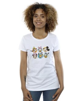 Disney Dames/Dames Mickey Mouse And Friends Gezichten Katoenen T-Shirt (Wit) - 2XL