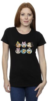 Disney Dames/Dames Mickey Mouse And Friends Gezichten Katoenen T-Shirt (Zwart) - maat XL