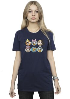 Disney Dames/Dames Mickey Mouse And Friends Gezichten Katoenen Vriendje T-shirt (Marineblauw) - maat Navy