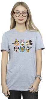 Disney Dames/Dames Mickey Mouse And Friends Gezichten Katoenen Vriendje T-shirt (Sportgrijs) Lichtgrijs - 2XL
