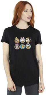Disney Dames/Dames Mickey Mouse And Friends Gezichten Katoenen Vriendje T-shirt (Zwart) - S
