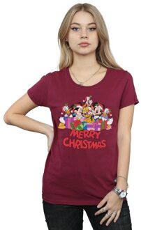Disney Dames/Dames Mickey Mouse And Friends Kerst Katoenen T-Shirt (Bourgondië) - maat XL Bourgogne