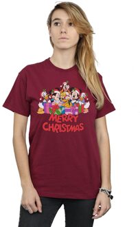 Disney Dames/Dames Mickey Mouse And Friends Kerstmis Katoenen Vriendje T-shirt (Bourgondië) - maat S Bourgogne