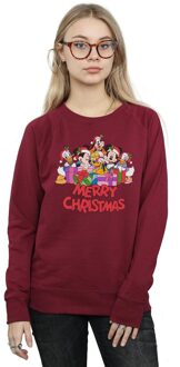Disney Dames/Dames Mickey Mouse And Friends Kerstmis Sweatshirt (Bourgondië) - maat S Bourgogne