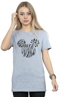 Disney Dames/Dames Mickey Mouse Animal Cotton Boyfriend T-shirt (Sportgrijs) - maat Lichtgrijs
