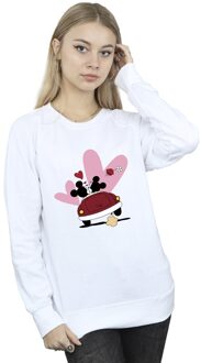 Disney Dames/Dames Mickey Mouse Car Print Sweatshirt (Wit) - maat M