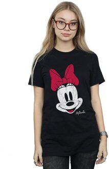 Disney Dames/Dames Mickey Mouse Distressed Katoenen Vriendje T-shirt (Zwart) - 2XL