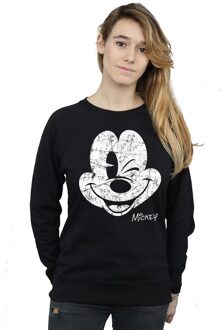 Disney Dames/Dames Mickey Mouse Gezicht Sweatshirt (Zwart) - 2XL