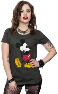 Disney Dames/Dames Mickey Mouse Klassiek Kick Katoenen T-Shirt (Licht Grafiet) - maat S Grijs