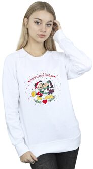 Disney Dames/Dames Mickey Mouse Mickey Minnie Kerstmis Sweatshirt (Wit) - L