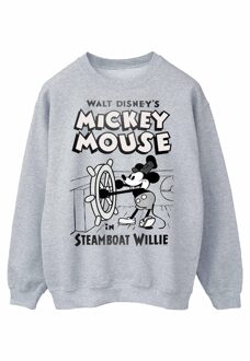 Disney Dames/Dames Mickey Mouse Steamboat Willie Sweatshirt (Sportgrijs) - maat S Lichtgrijs