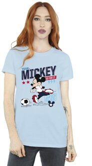Disney Dames/Dames Mickey Mouse Team Mickey Voetbal Katoenen Vriendje T-shirt (Babyblauw) - maat L Lichtblauw