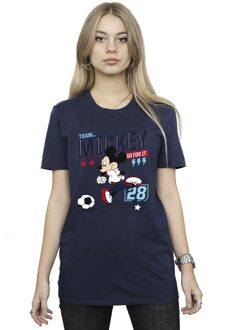 Disney Dames/Dames Mickey Mouse Team Mickey Voetbal Katoenen Vriendje T-shirt (Marineblauw) Navy