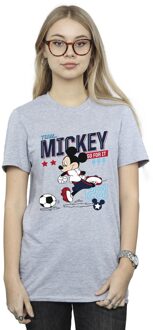 Disney Dames/Dames Mickey Mouse Team Mickey Voetbal Katoenen Vriendje T-shirt (Sportgrijs) - maat Lichtgrijs