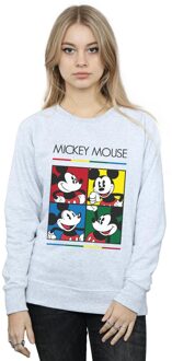Disney Dames/Dames Mickey Mouse Vierkant Kleurensweatshirt (Sportgrijs) Lichtgrijs