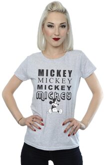 Disney Dames/Dames Mickey Mouse Zittend Katoenen T-Shirt (Sportgrijs) Lichtgrijs - S