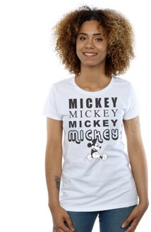Disney Dames/Dames Mickey Mouse Zittend Katoenen T-Shirt (Wit) - maat XL
