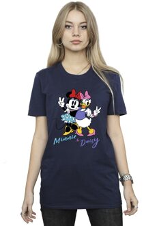 Disney Dames/Dames Minnie Mouse En Madeliefje Katoenen Vriendje T-shirt (Marineblauw) Navy - S