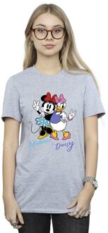 Disney Dames/Dames Minnie Mouse En Madeliefje Katoenen Vriendje T-shirt (Sportgrijs) Lichtgrijs - 2XL