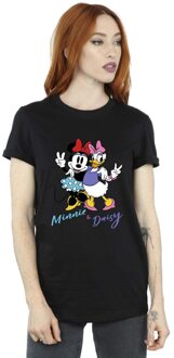 Disney Dames/Dames Minnie Mouse En Madeliefje Katoenen Vriendje T-shirt (Zwart) - XL